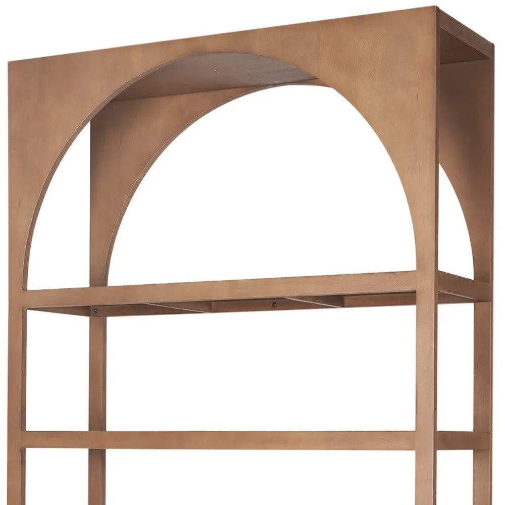 47" Brown Arched Solid Wood Five Tier Bookcase Homeroots Office