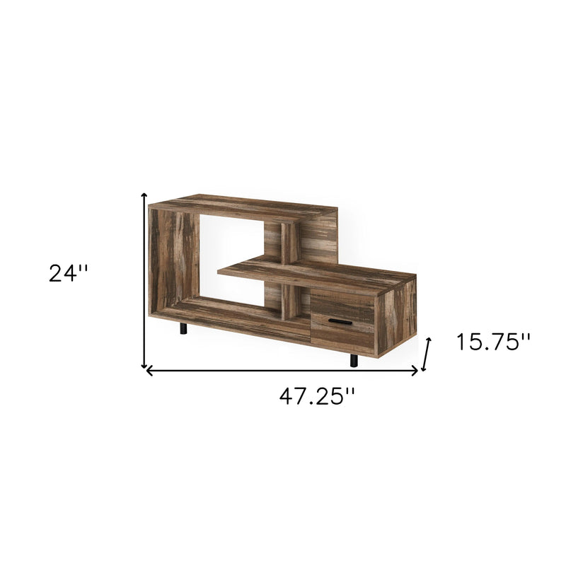 47" Brown Cabinet Enclosed Storage TV Stand Homeroots Living Room