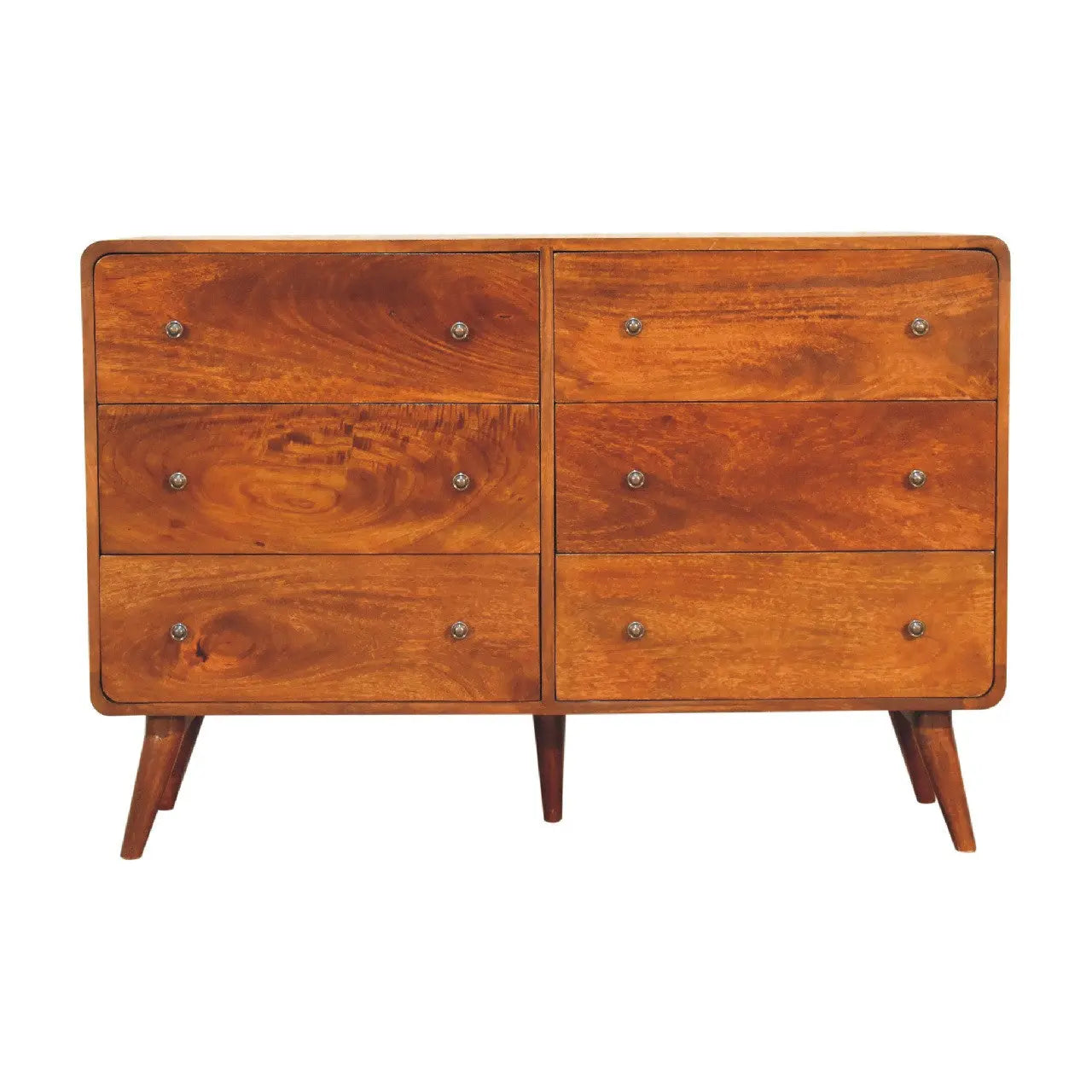 47" Brown Solid Wood Six Drawer Sideboard Homeroots Kitchen & Dining