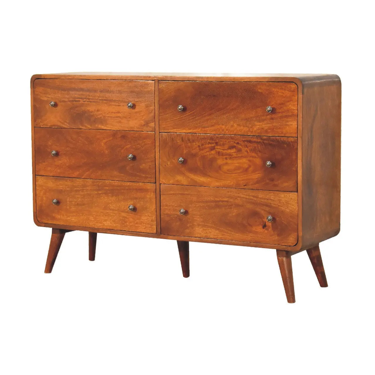 47" Brown Solid Wood Six Drawer Sideboard Homeroots Kitchen & Dining
