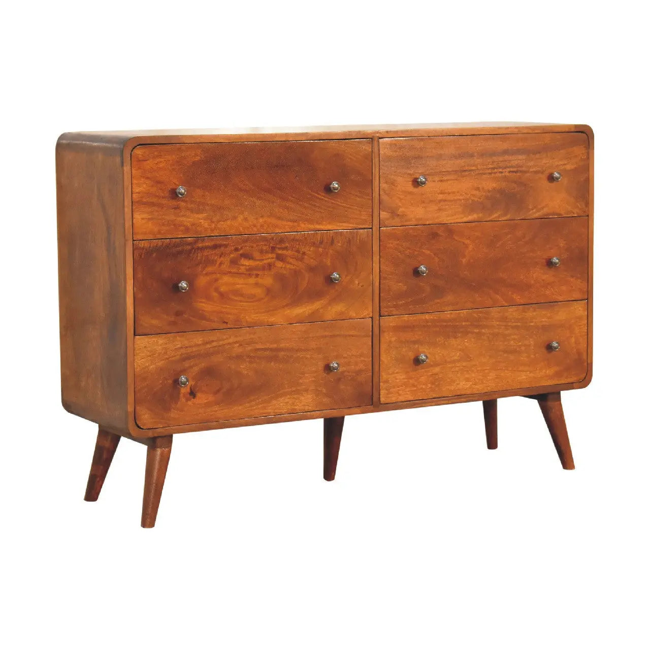47" Brown Solid Wood Six Drawer Sideboard Homeroots Kitchen & Dining