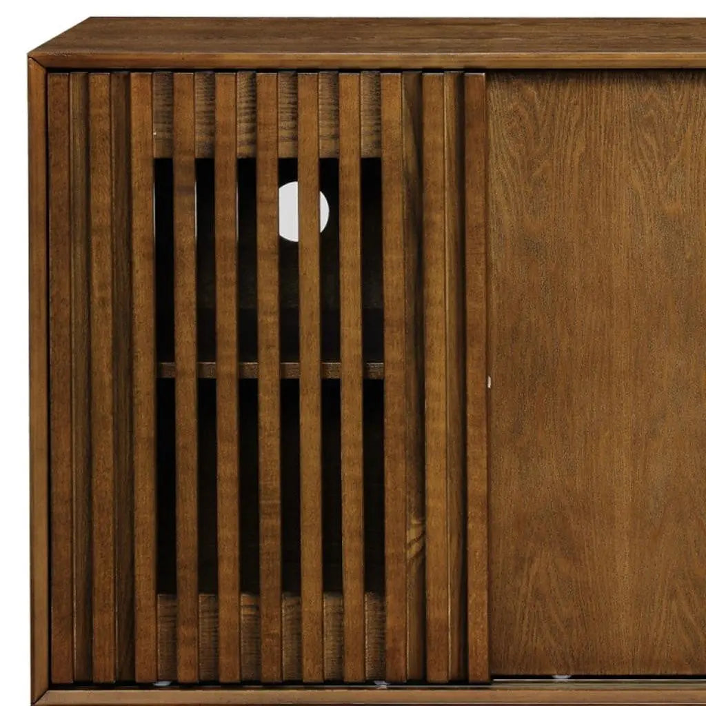 47" Brown Wood Sideboard With Two Sliding Doors Homeroots Kitchen & Dining