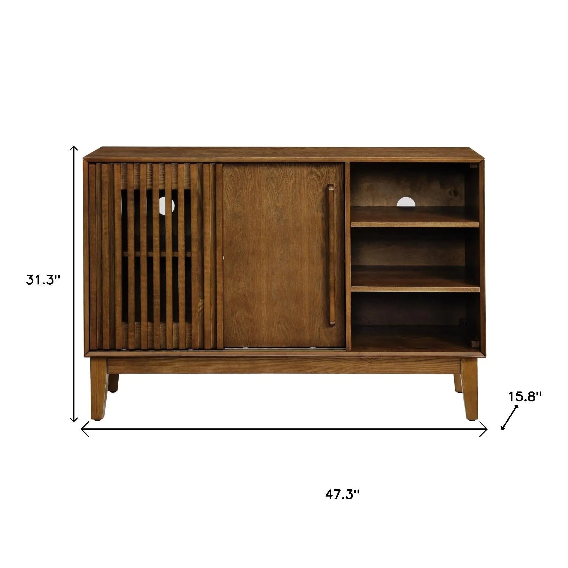 47" Brown Wood Sideboard With Two Sliding Doors Homeroots Kitchen & Dining
