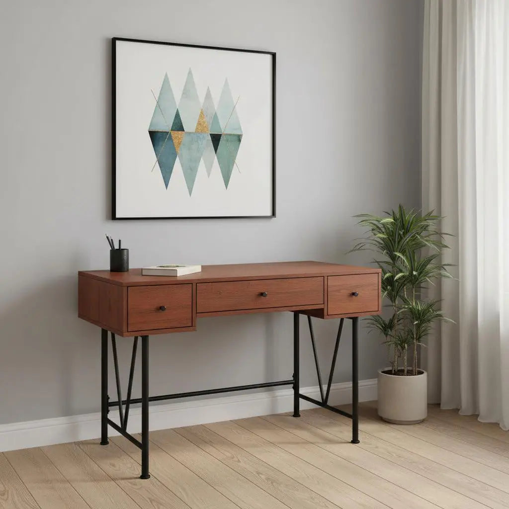 47" Brown and Black Computer Desk With Three Drawers Homeroots Office