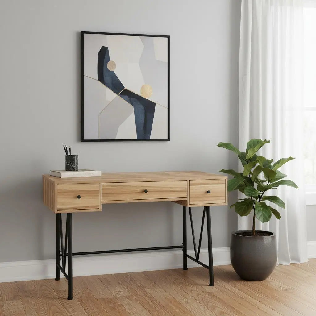 47" Brown and Black Computer Desk With Three Drawers Homeroots Office