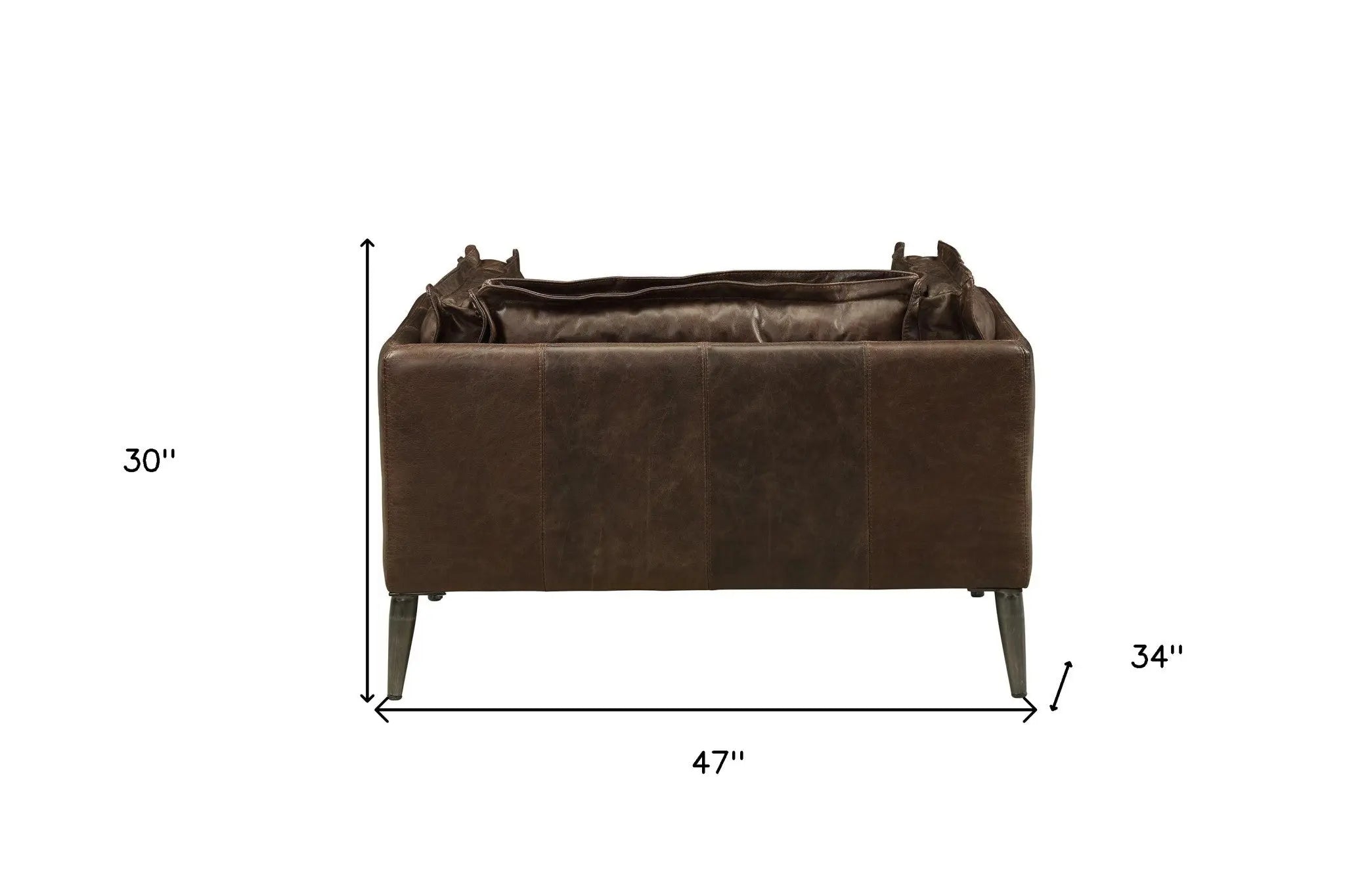 47" Brown and Black Top Grain Leather Chair and a Half Homeroots Living Room