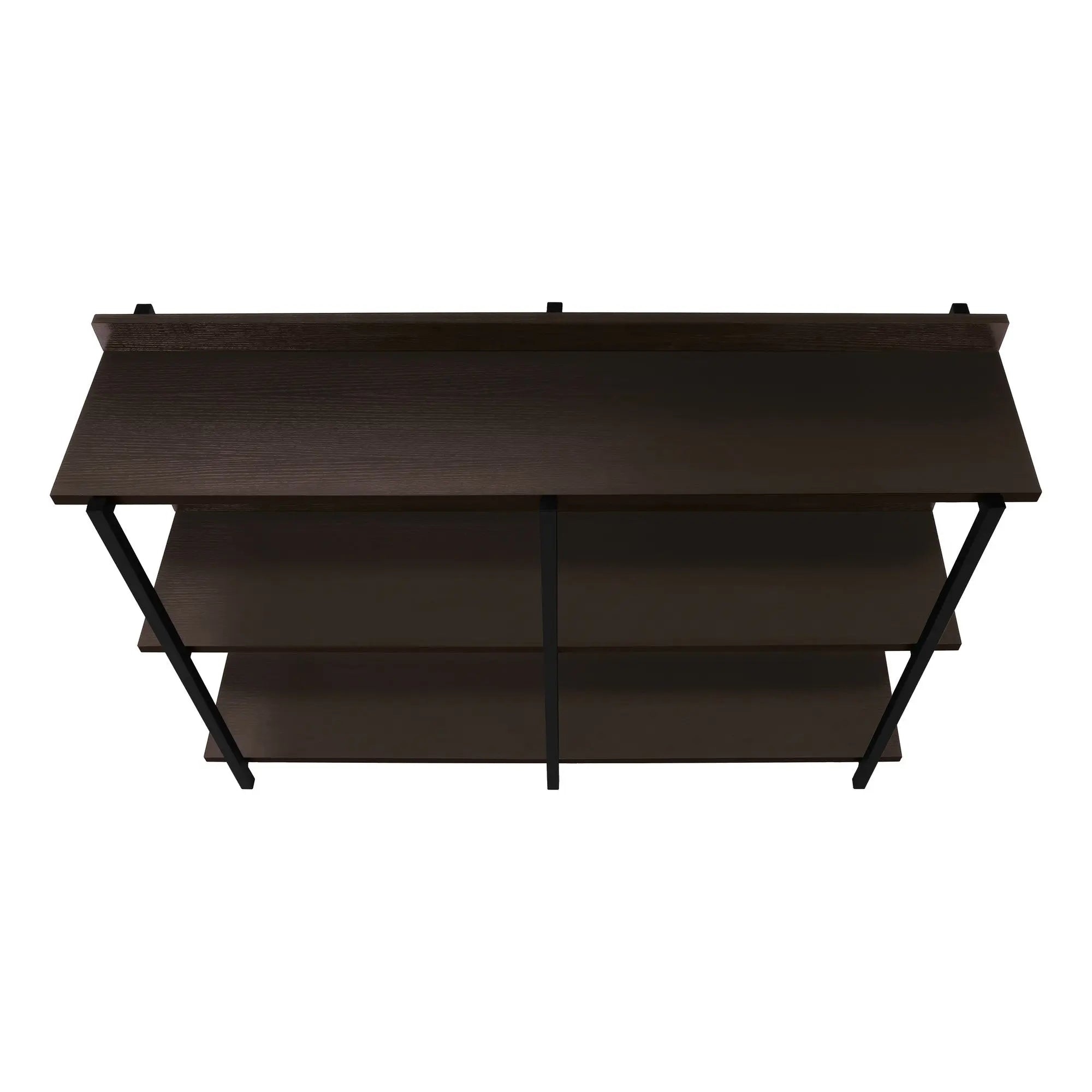 47" Brown and Black Wood and Metal Frame Console Table With Three Shelves Homeroots Living Room