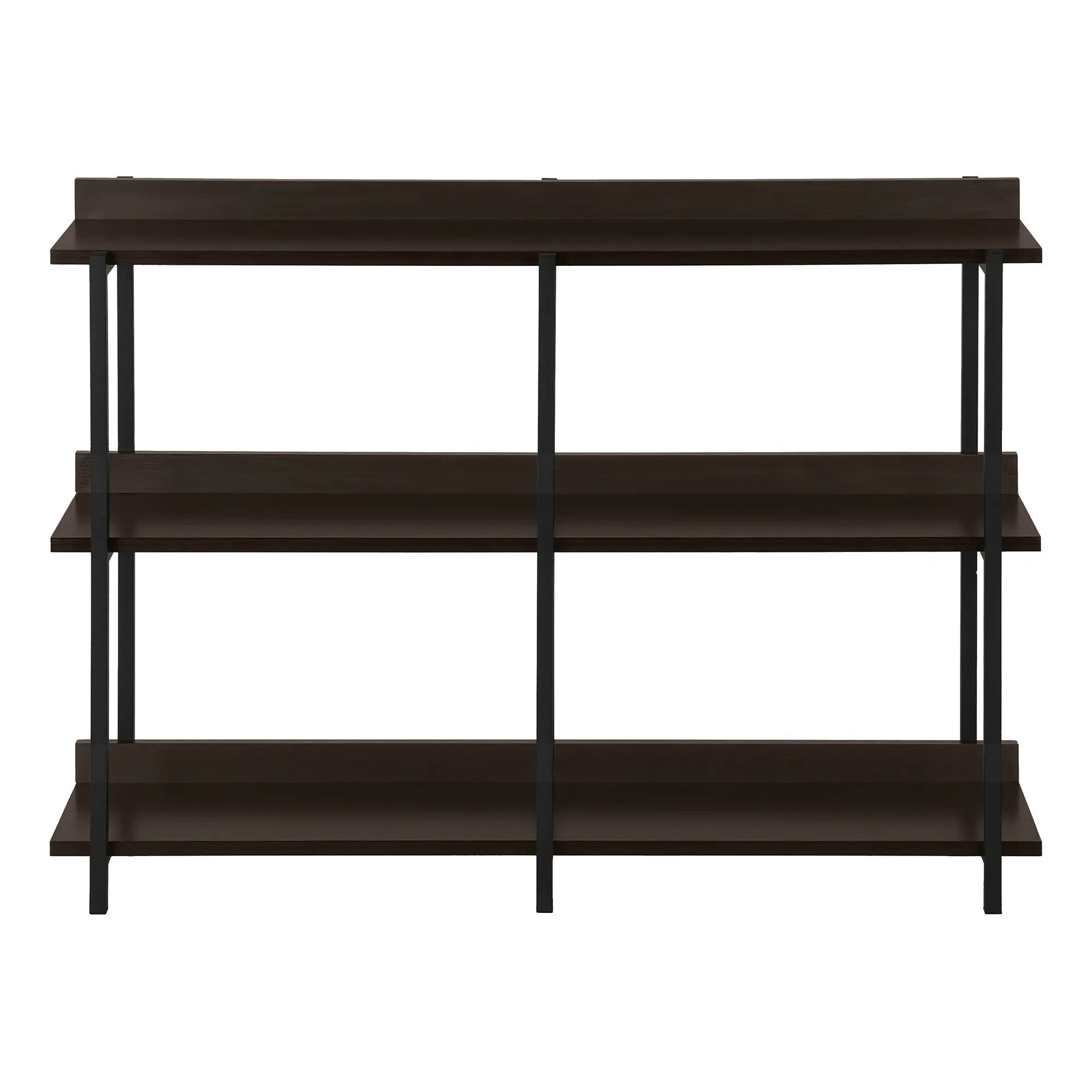 47" Brown and Black Wood and Metal Frame Console Table With Three Shelves Homeroots Living Room