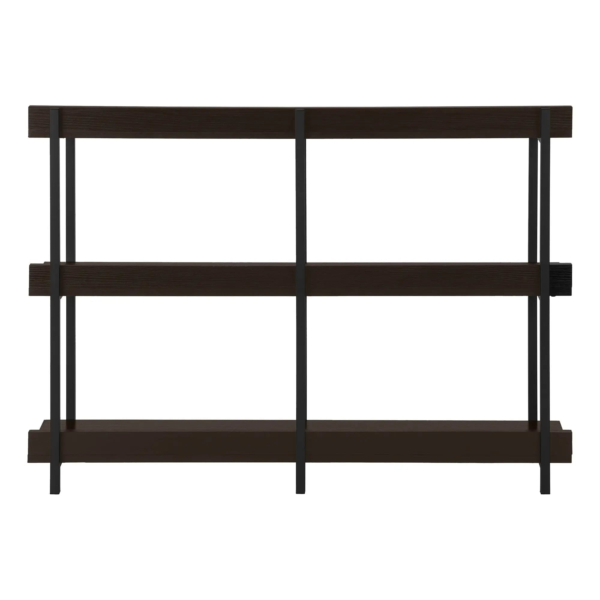 47" Brown and Black Wood and Metal Frame Console Table With Three Shelves Homeroots Living Room