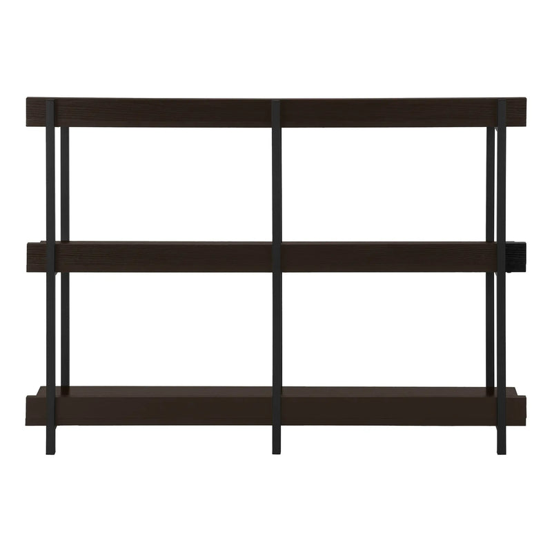 47" Brown and Black Wood and Metal Frame Console Table With Three Shelves Homeroots Living Room