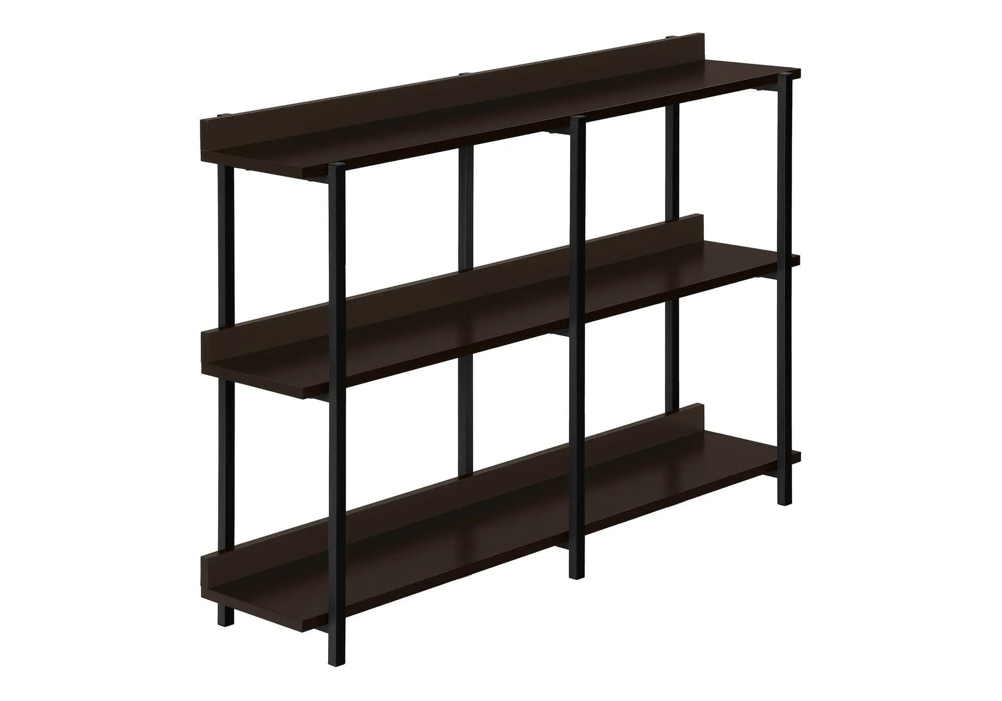 47" Brown and Black Wood and Metal Frame Console Table With Three Shelves Homeroots Living Room