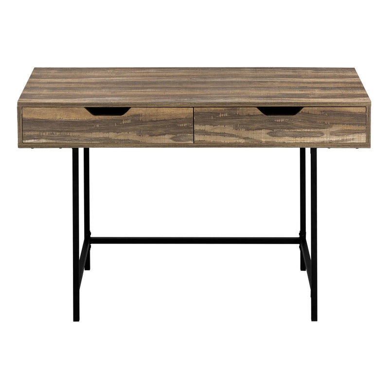 47" Brown and Black Wood and Metal H-Shape Computer Desk With Two Drawers Homeroots Office