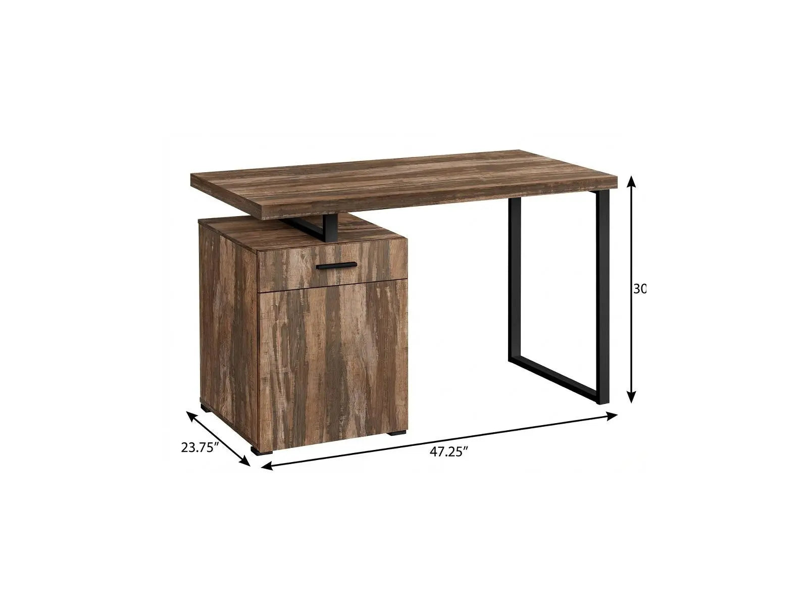 47" Brown and Black Wood and Metal Sled Computer Desk Homeroots Office