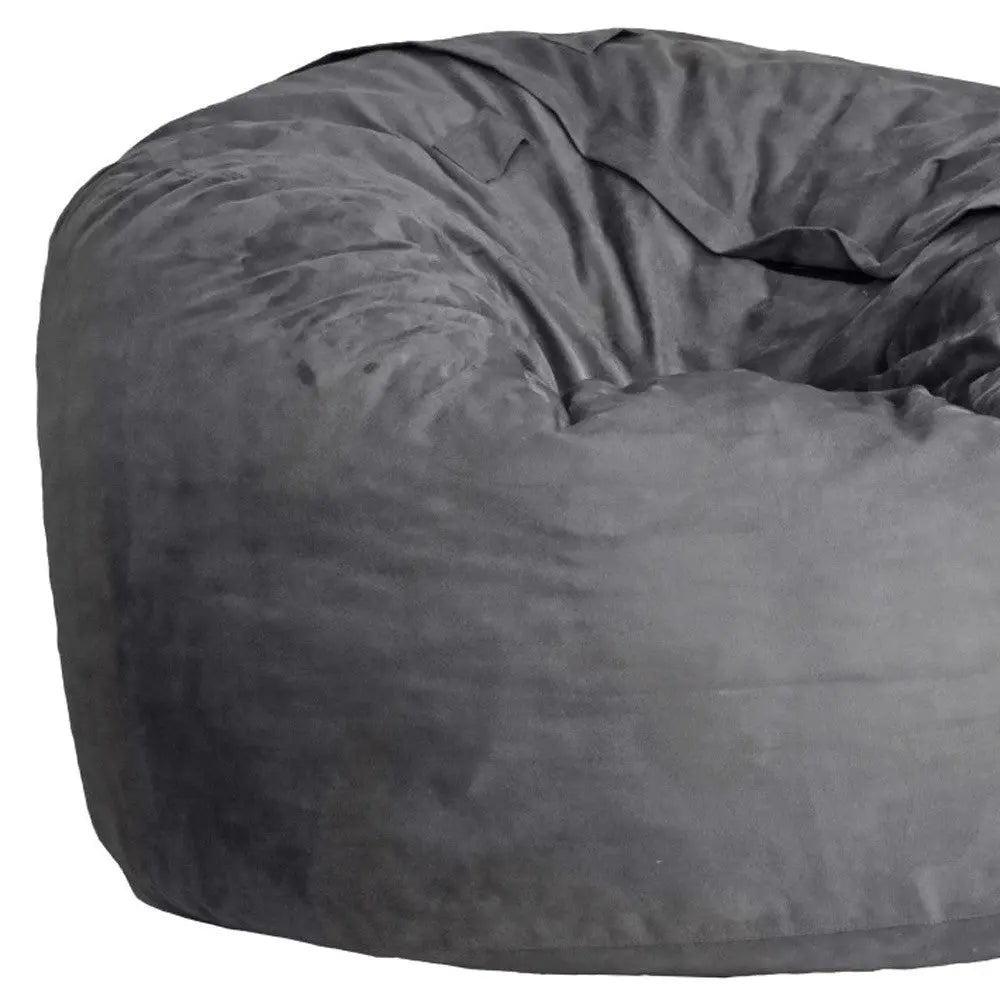 47" Charcoal Microsuede Classic Bean Bag Homeroots Living Room