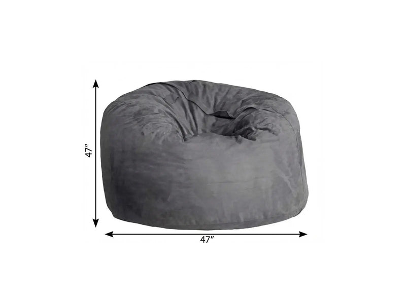 47" Charcoal Microsuede Classic Bean Bag Homeroots Living Room