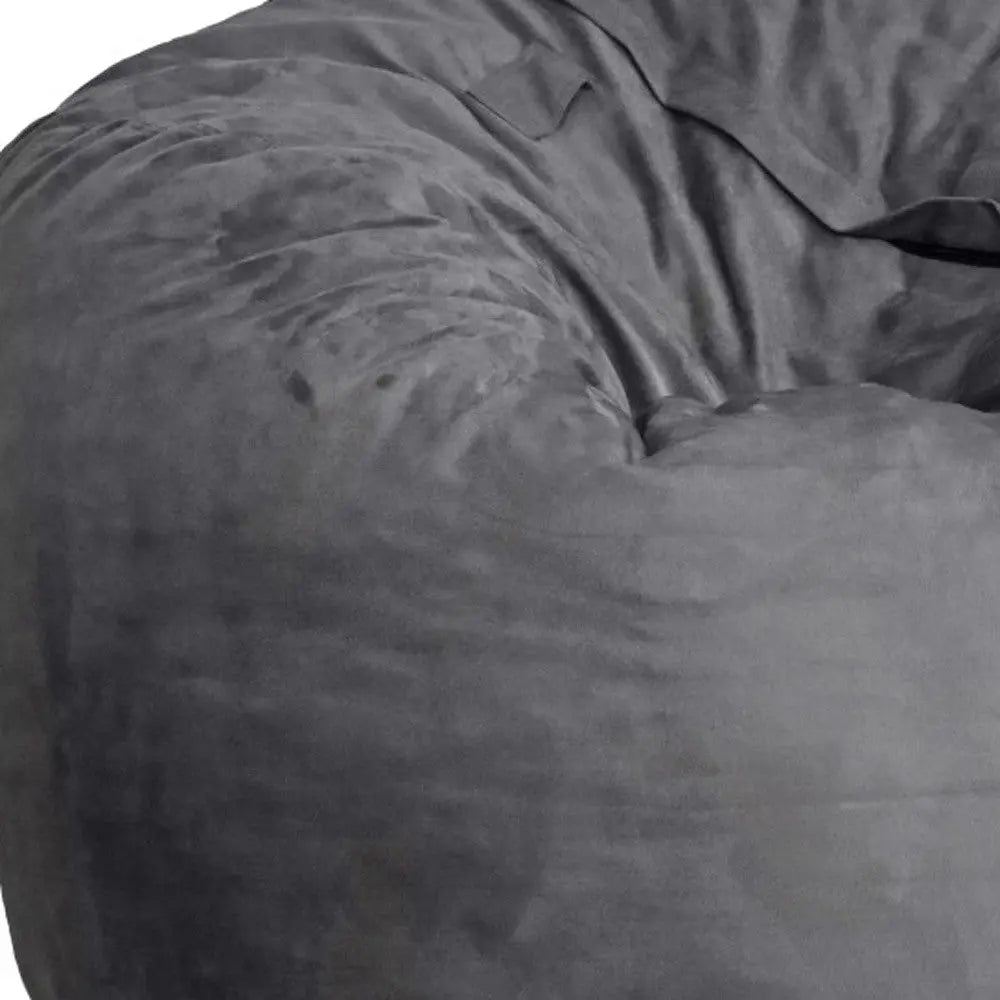 47" Charcoal Microsuede Classic Bean Bag Homeroots Living Room
