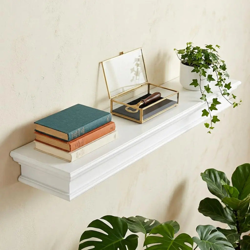 47" Classic White XL Floating Wall Shelf Homeroots Organization