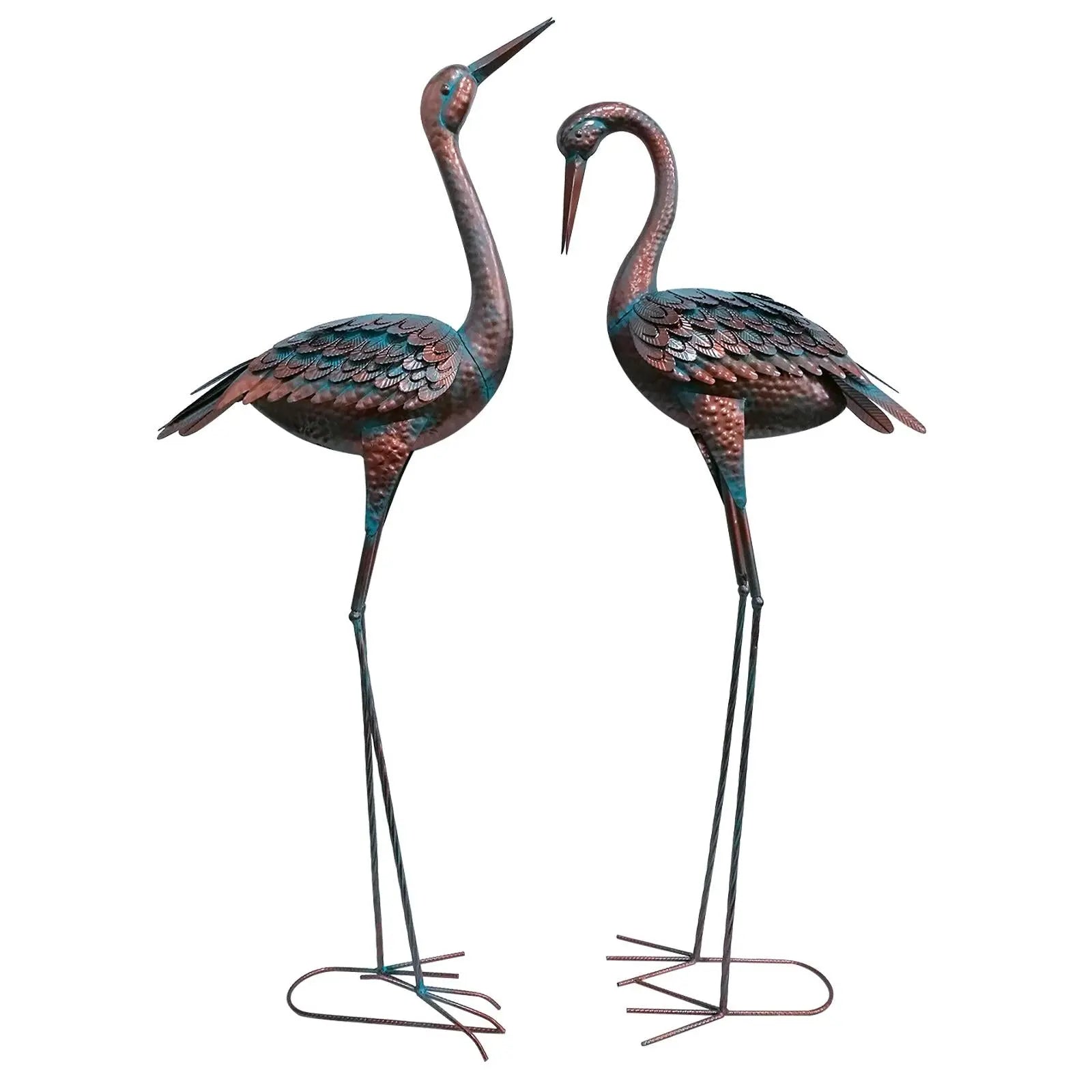 47" Copper And Green Metal Birds Garden Accents Accessories Homeroots Outdoor