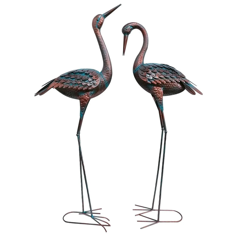 47" Copper And Green Metal Birds Garden Accents Accessories Homeroots Outdoor