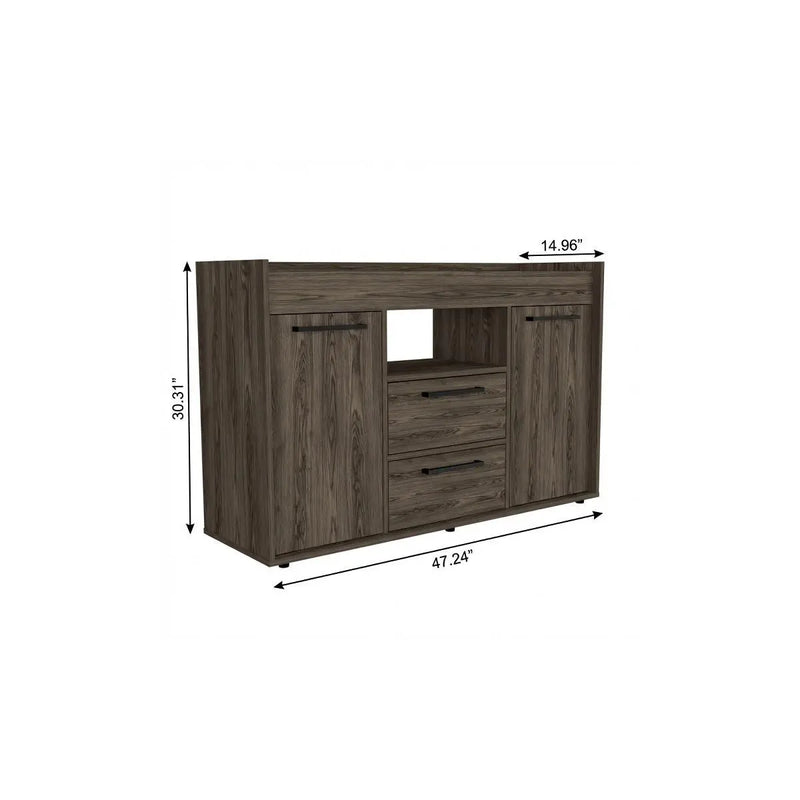 47" Dark Brown Two Drawer with Two Doors Homeroots Kitchen & Dining