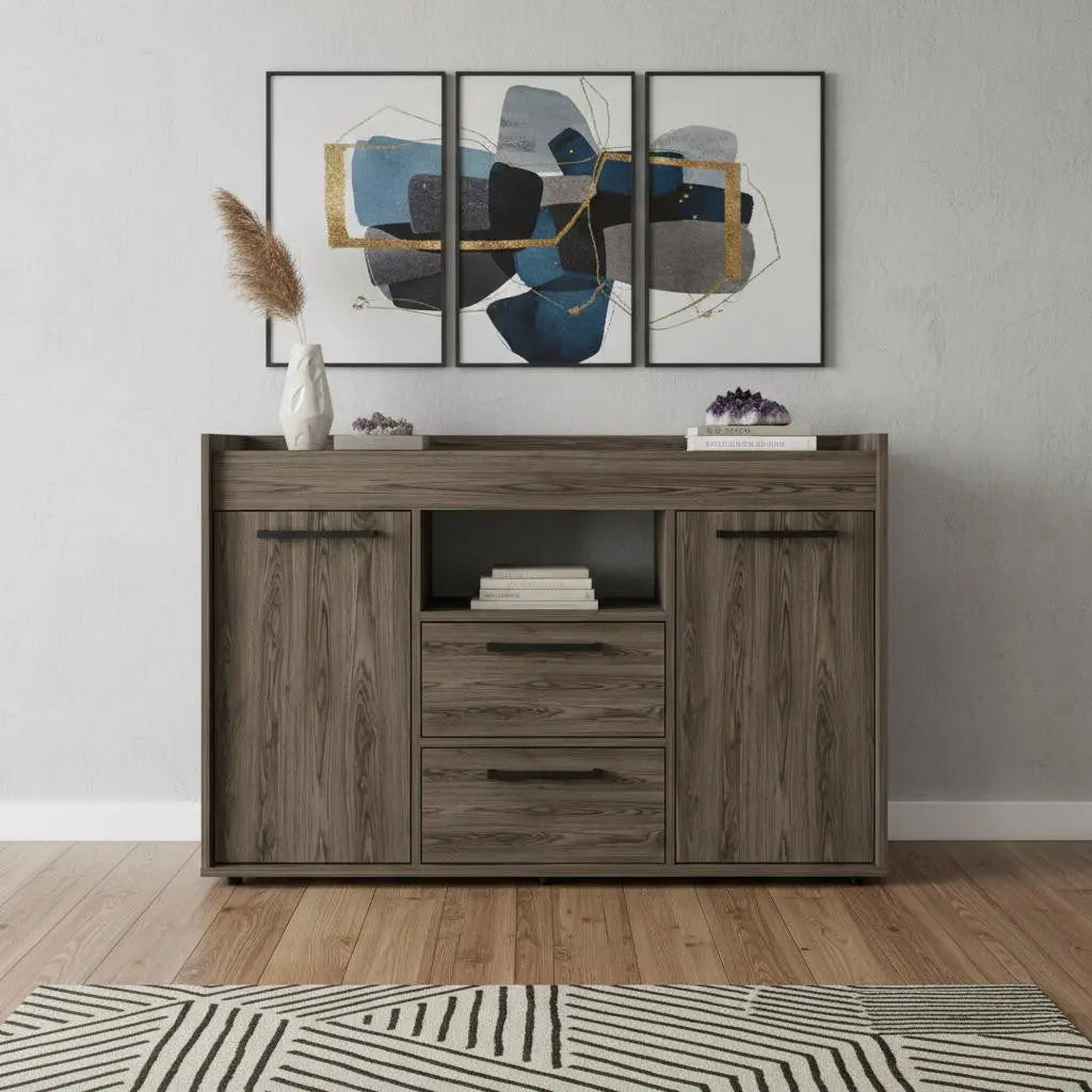 47" Dark Brown Two Drawer with Two Doors Homeroots Kitchen & Dining