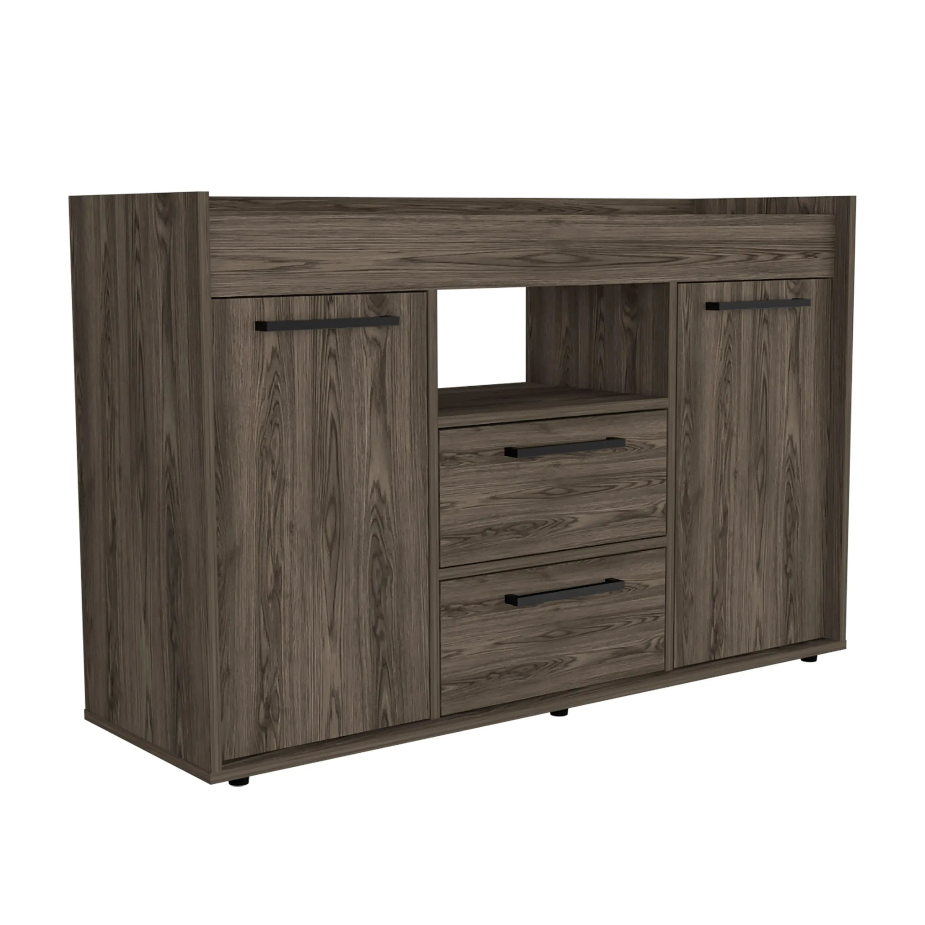 47" Dark Brown Two Drawer with Two Doors Homeroots Kitchen & Dining