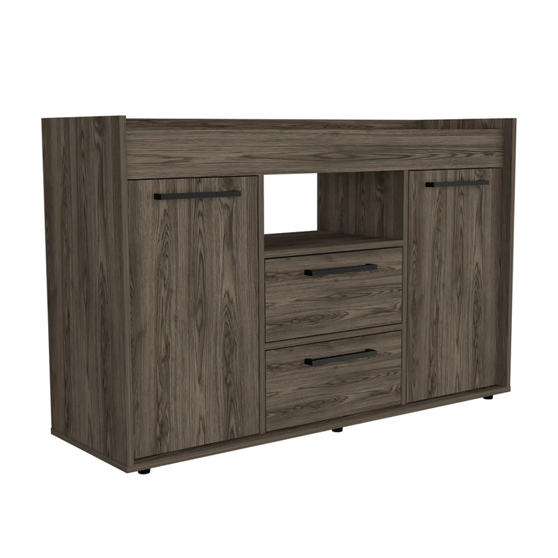 47" Dark Brown Two Drawer with Two Doors Homeroots Kitchen & Dining