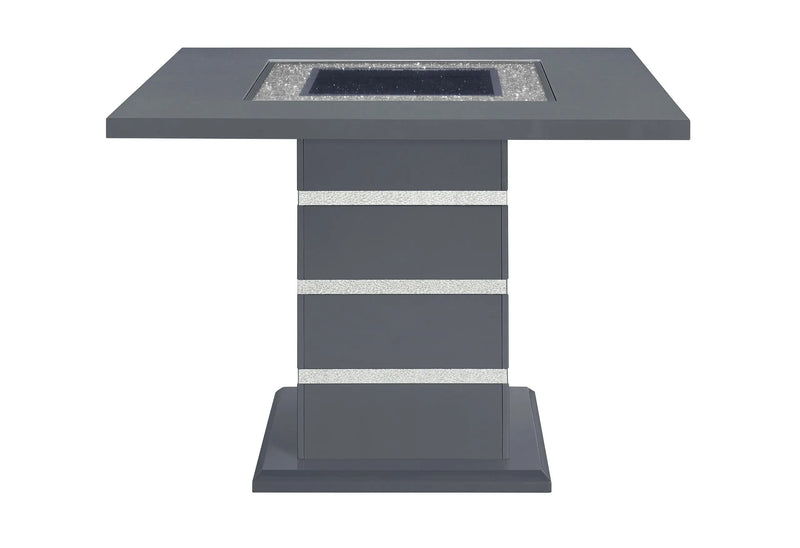 47" Dark Gray Silver And Black Glass Faux Crystal And Wood Square Bar Table Homeroots Living Room