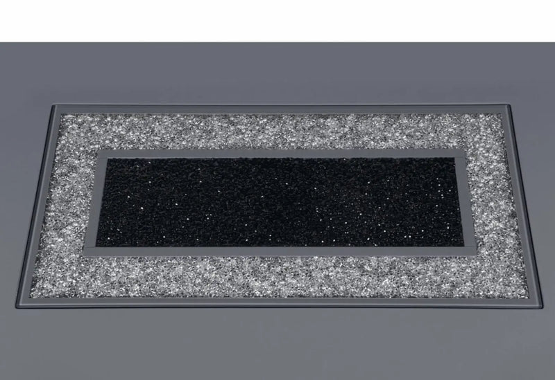 47" Dark Gray Silver And Black Glass Faux Crystal And Wood Square Bar Table Homeroots Living Room