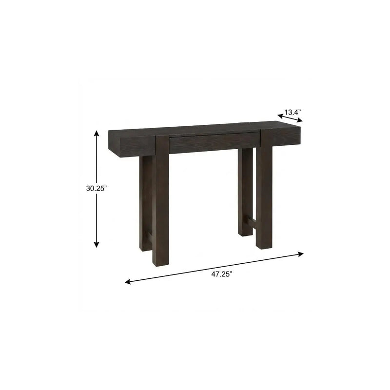 47" Espresso Wood Console Table With USB And Drawer Homeroots Living Room