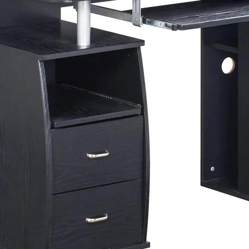 47" Espresso Wood Pedestal Computer Desk With Two Drawers Homeroots Office
