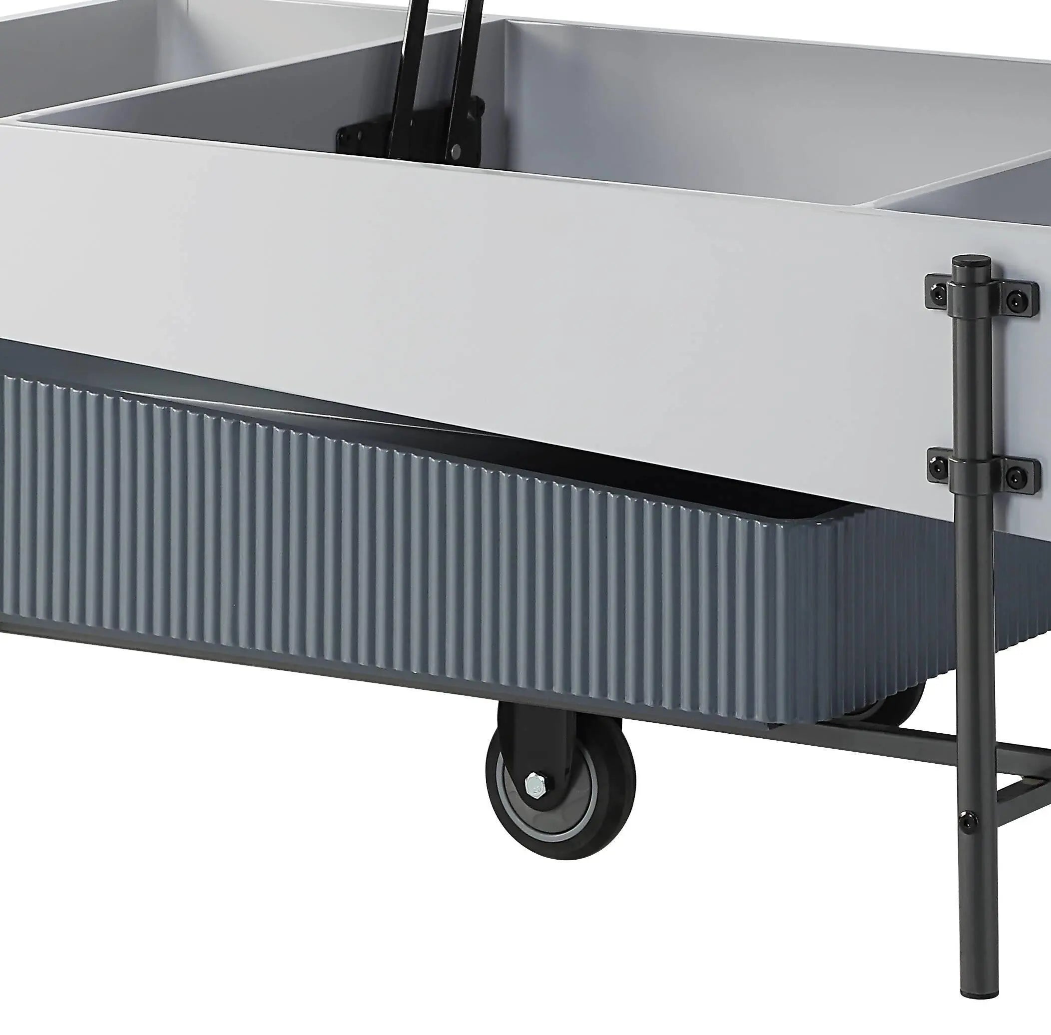 47" Gray White and Black Faux Marble Wood and Steel Lift Top Coffee Table - GreatEagleInc