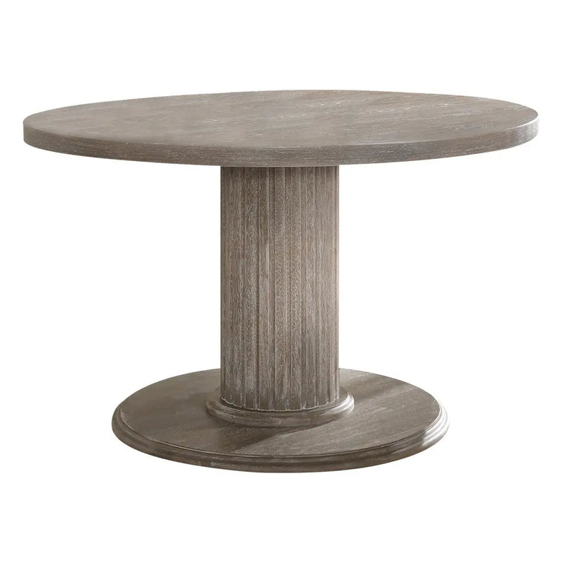47" Gray Wood Pedestal Base Round Top Dining Table Homeroots Kitchen & Dining