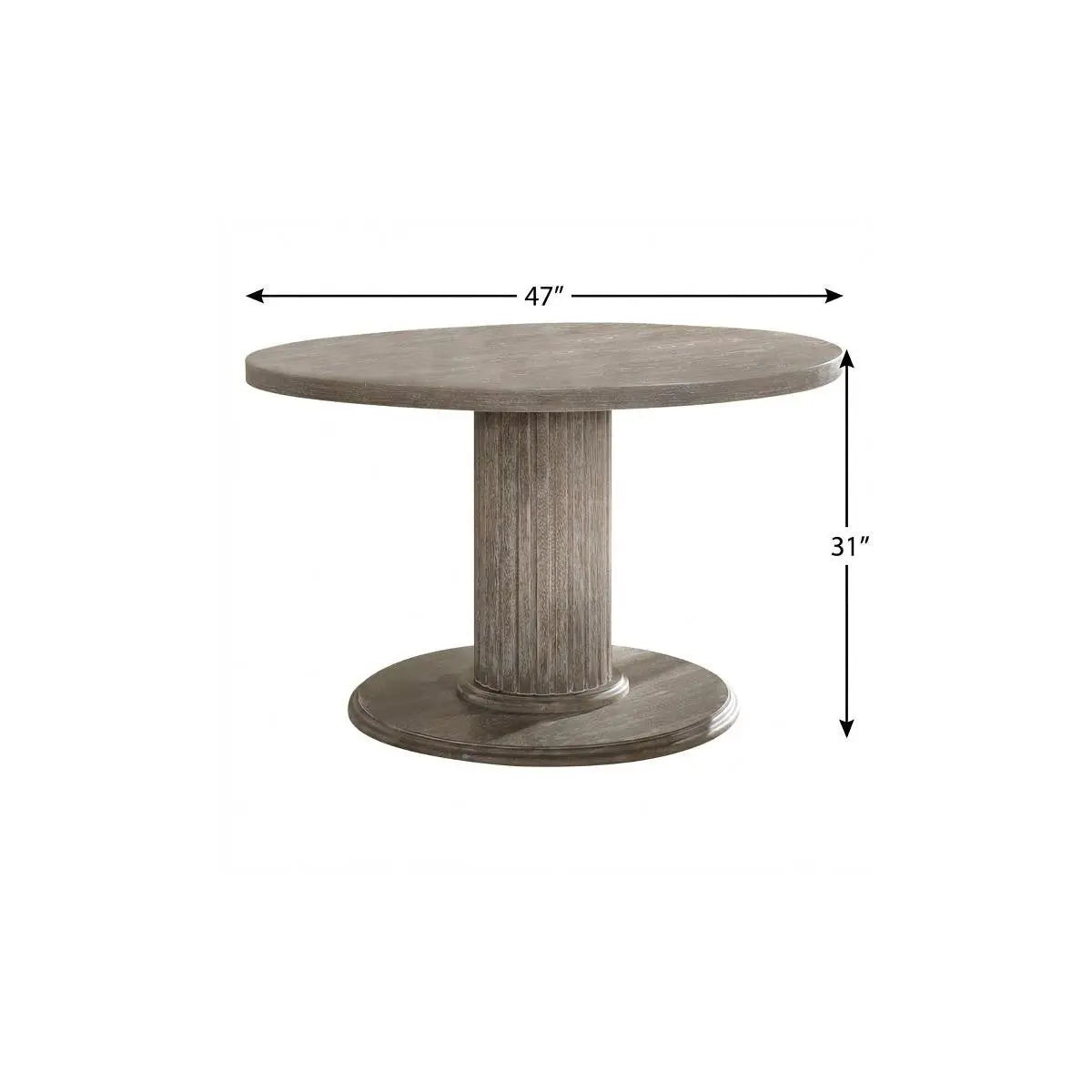 47" Gray Wood Pedestal Base Round Top Dining Table Homeroots Kitchen & Dining
