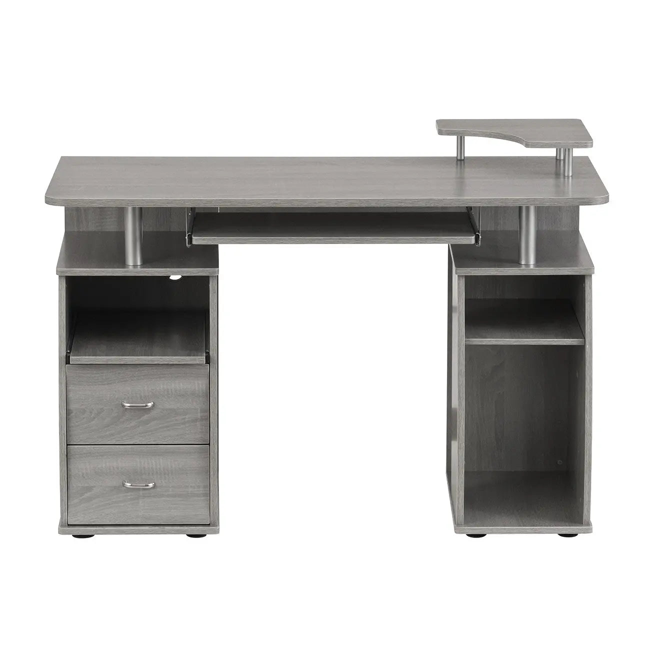 47" Gray Wood Pedestal Computer Desk With Two Drawers Homeroots