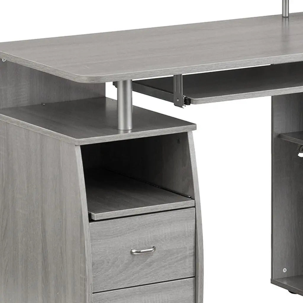 47" Gray Wood Pedestal Computer Desk With Two Drawers Homeroots