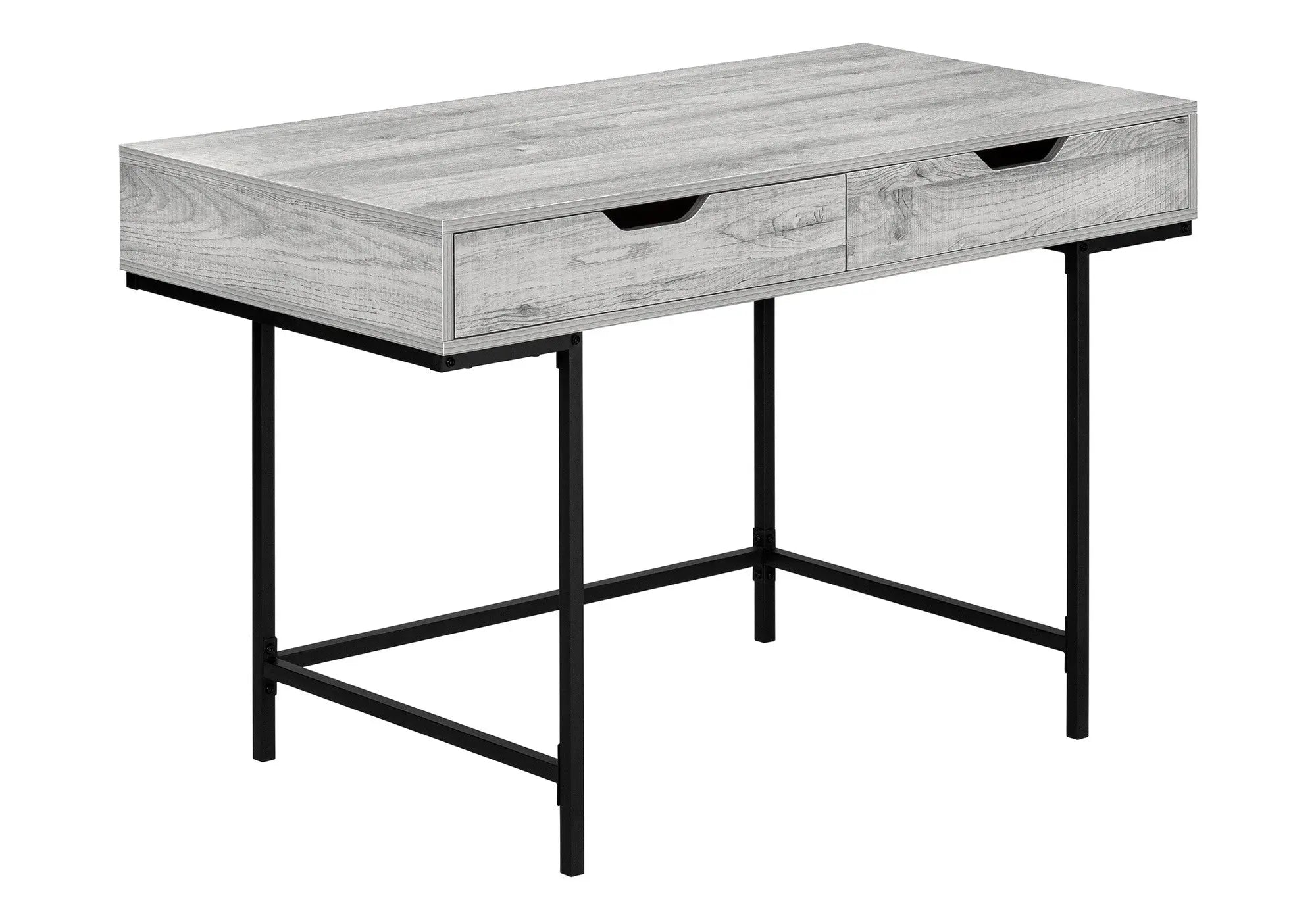 47" Gray and Black Wood and Metal H-Shape Computer Desk With Two Drawers Homeroots Office