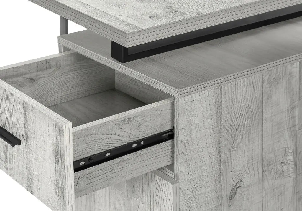 47" Gray and Black Wood and Metal Sled Computer Desk Homeroots Office