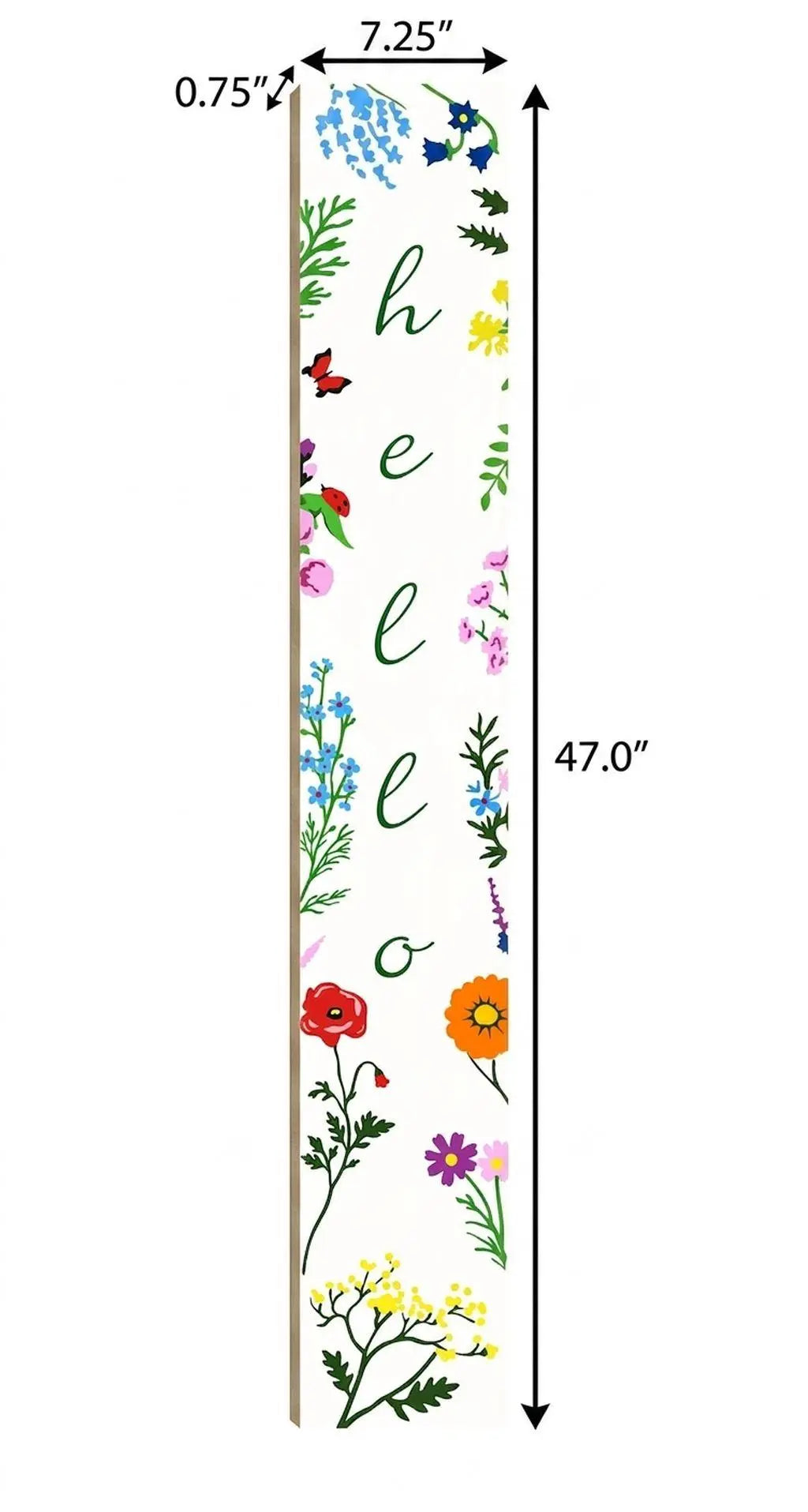 47" Green And White Solid Wood Floral Bouquet Hello Porch Sign Homeroots Outdoor