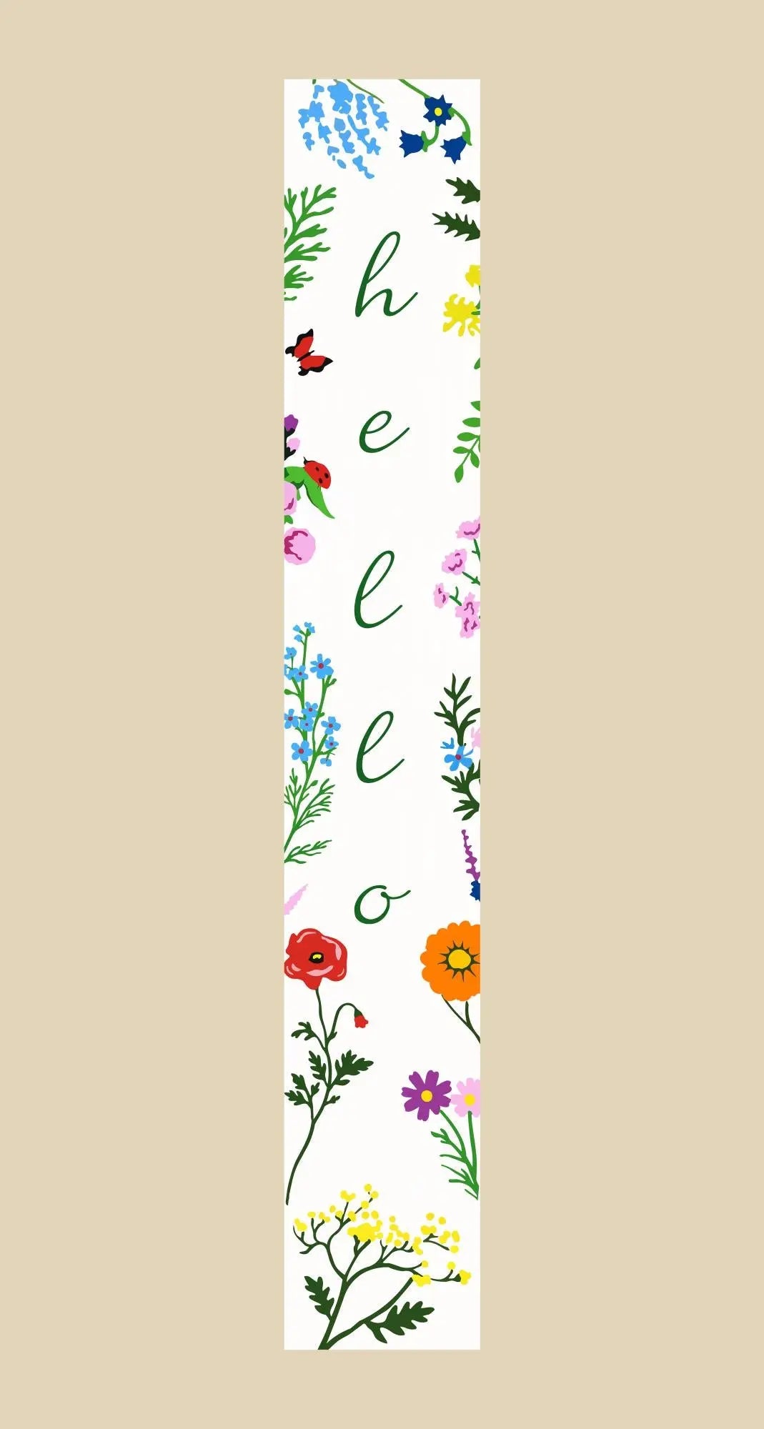 47" Green And White Solid Wood Floral Bouquet Hello Porch Sign Homeroots Outdoor