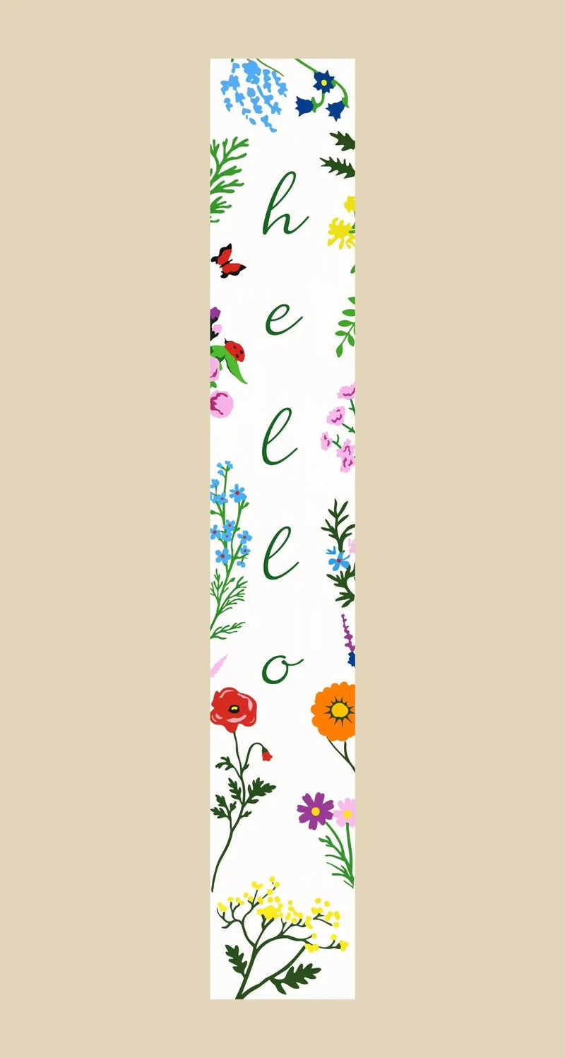 47" Green And White Solid Wood Floral Bouquet Hello Porch Sign Homeroots Outdoor