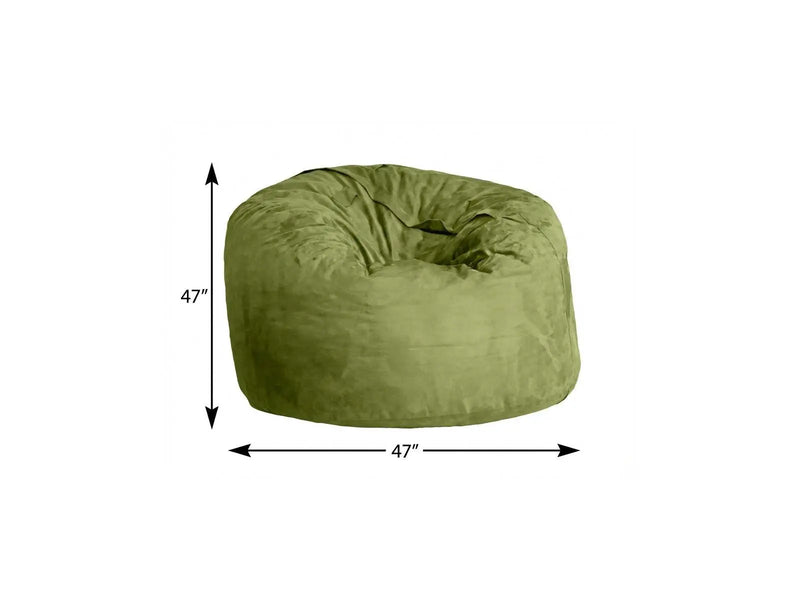 47" Green Microsuede Classic Bean Bag Homeroots Living Room