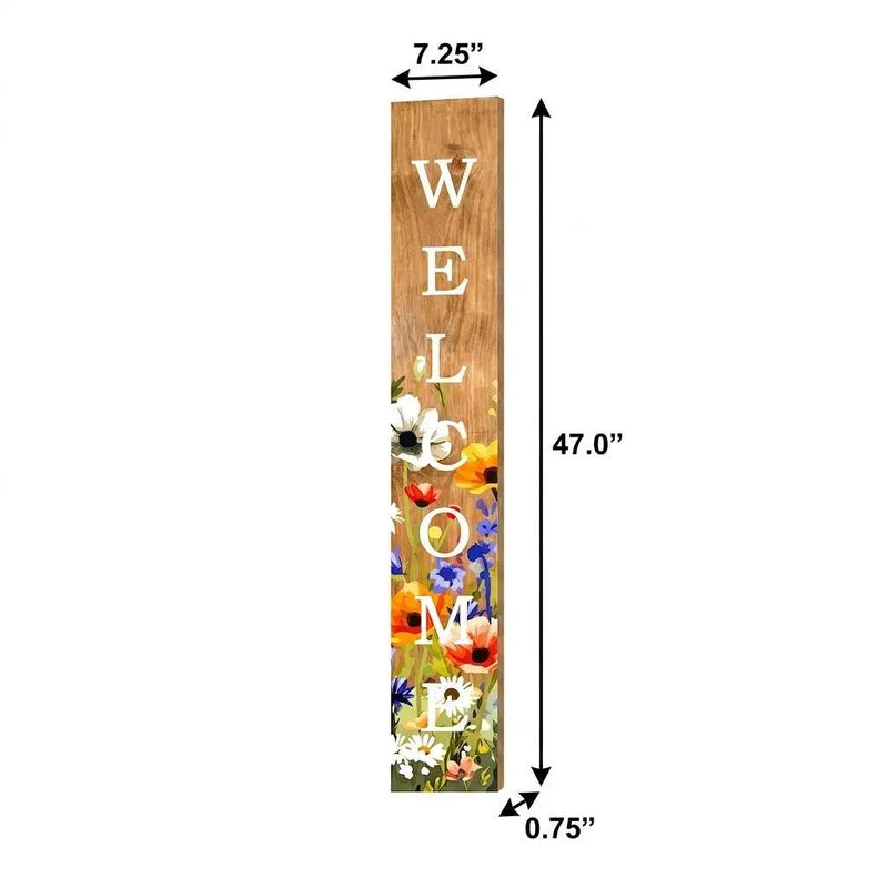 47" Green Natural And White Solid Wood Welcome Porch Sign Homeroots Outdoor