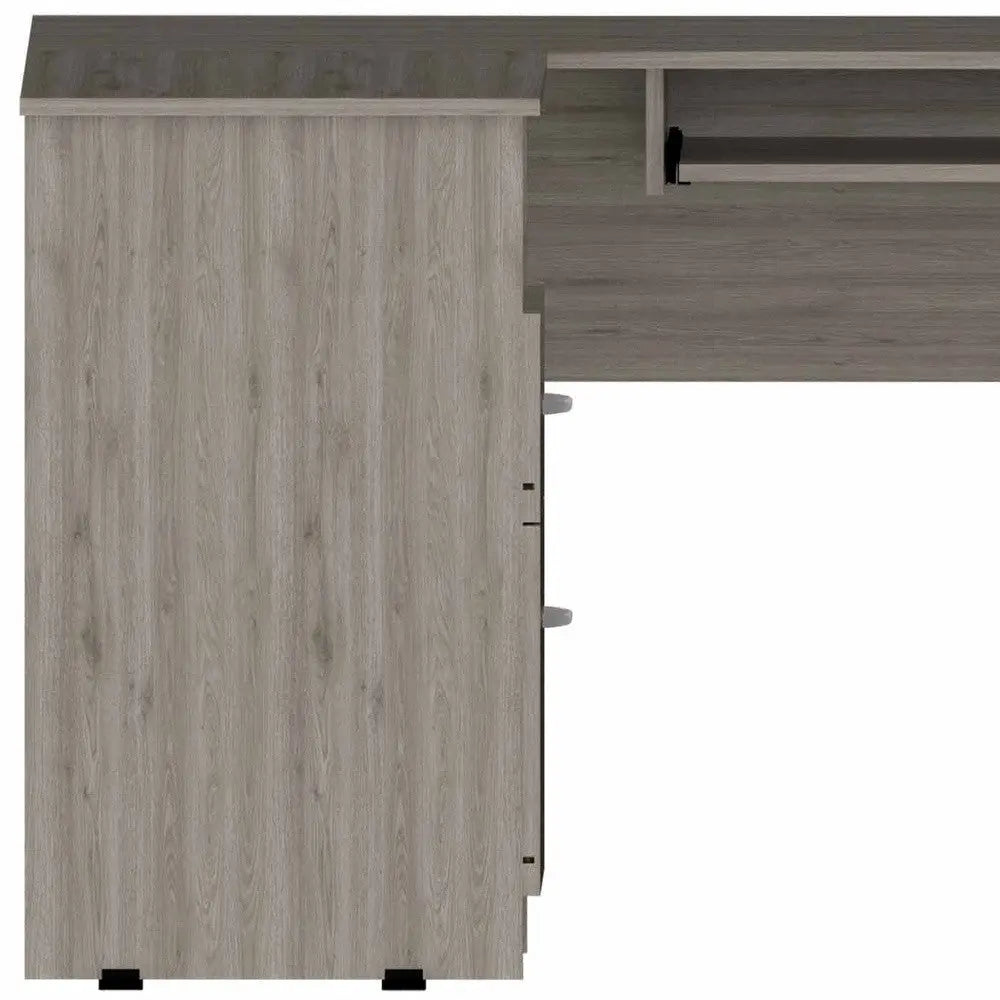47" Light Gray L Shape Computer Desk With Two Drawers Homeroots Office