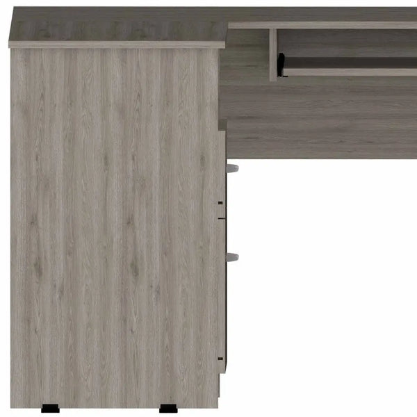 47" Light Gray L Shape Computer Desk With Two Drawers Homeroots Office