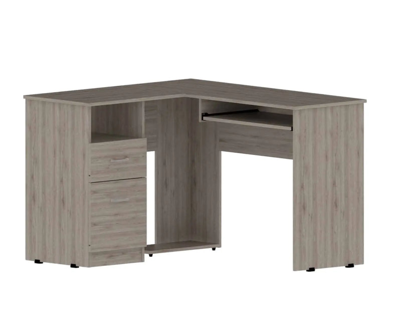 47" Light Gray L Shape Computer Desk With Two Drawers Homeroots Office