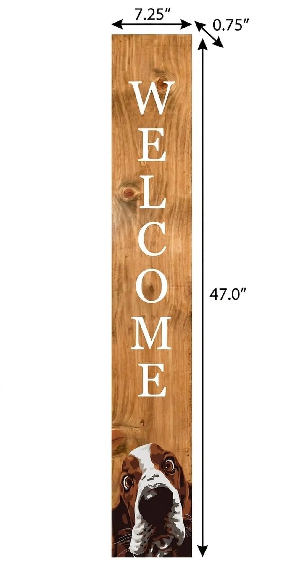 47" Natural And White Solid Wood Basset Hound Welcome Porch Sign Homeroots Outdoor