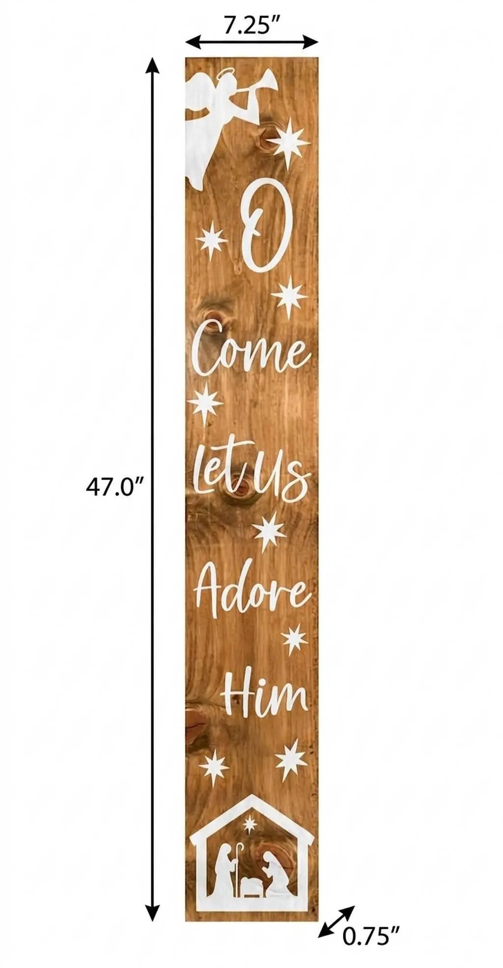 47" Natural And White Solid Wood Christmas Pilgrim Porch Sign Homeroots Outdoor