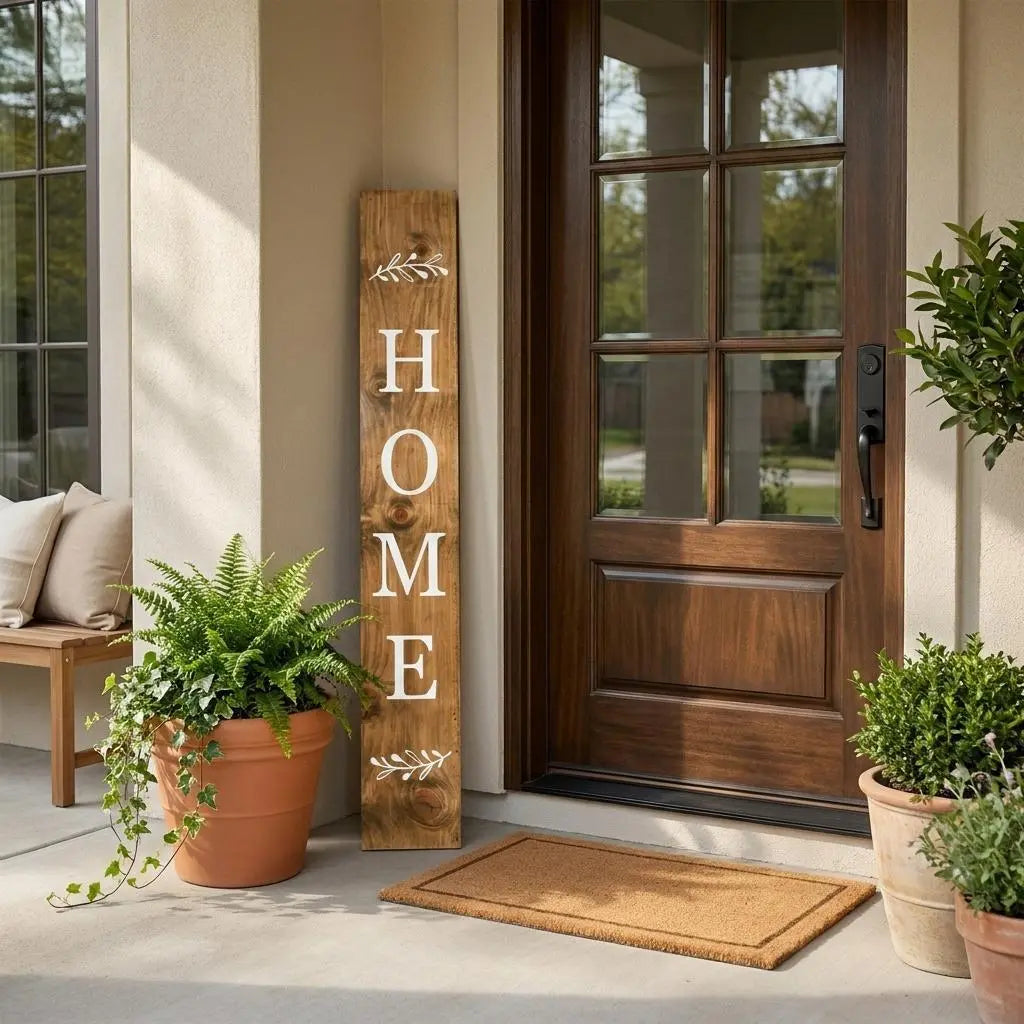 47" Natural And White Solid Wood Home Porch Sign Homeroots Outdoor