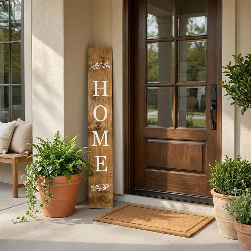 47" Natural And White Solid Wood Home Porch Sign Homeroots Outdoor